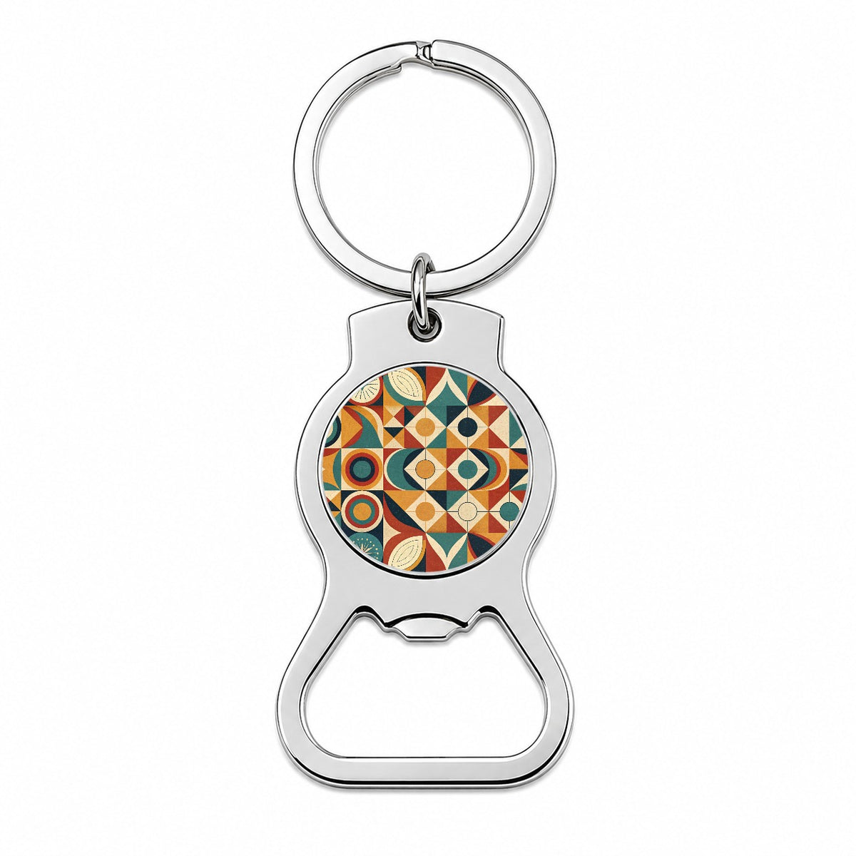 Geometric Retro Design Pattern Bottle Opener Keychain