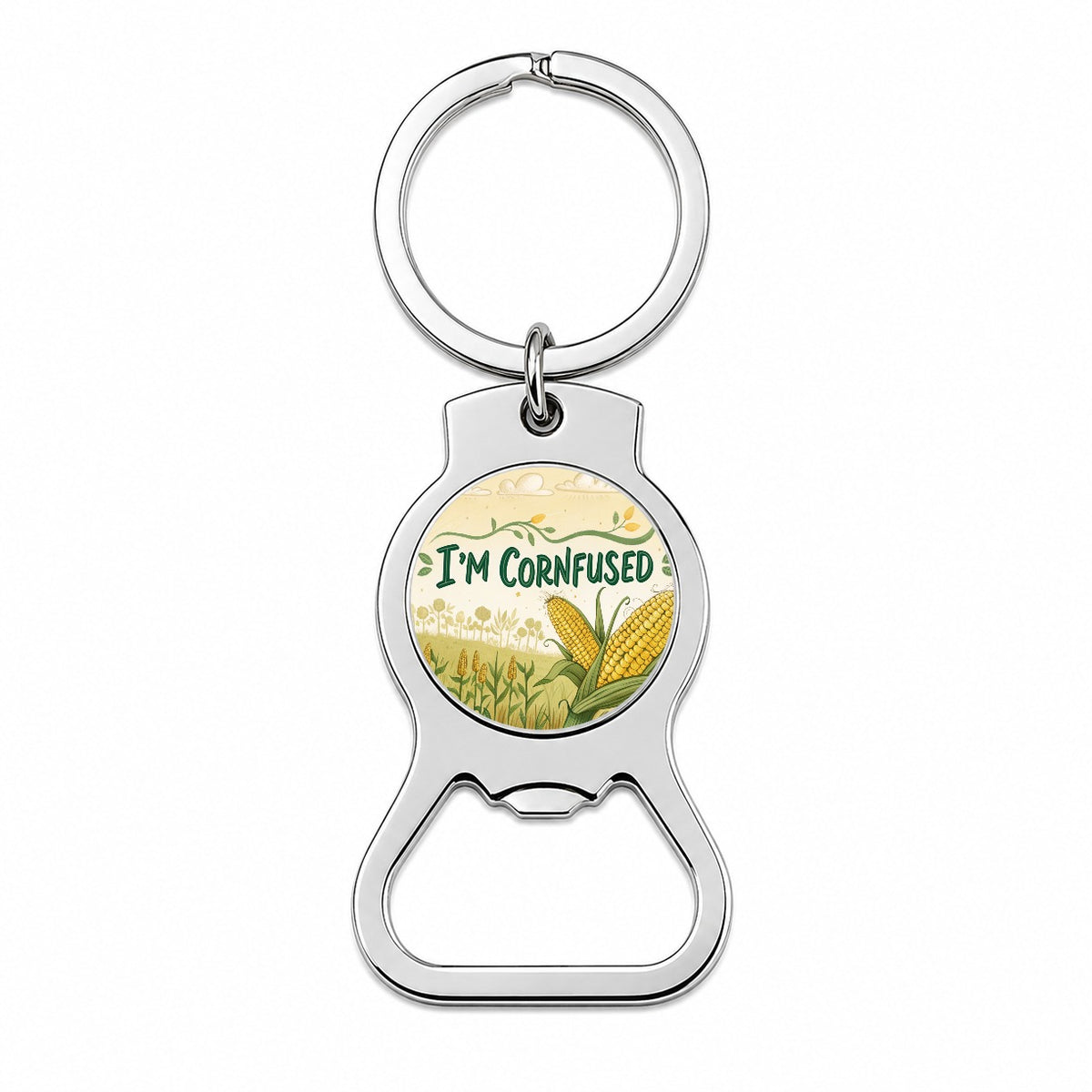 I'm Cornfused Funny Confused Bottle Opener Keychain