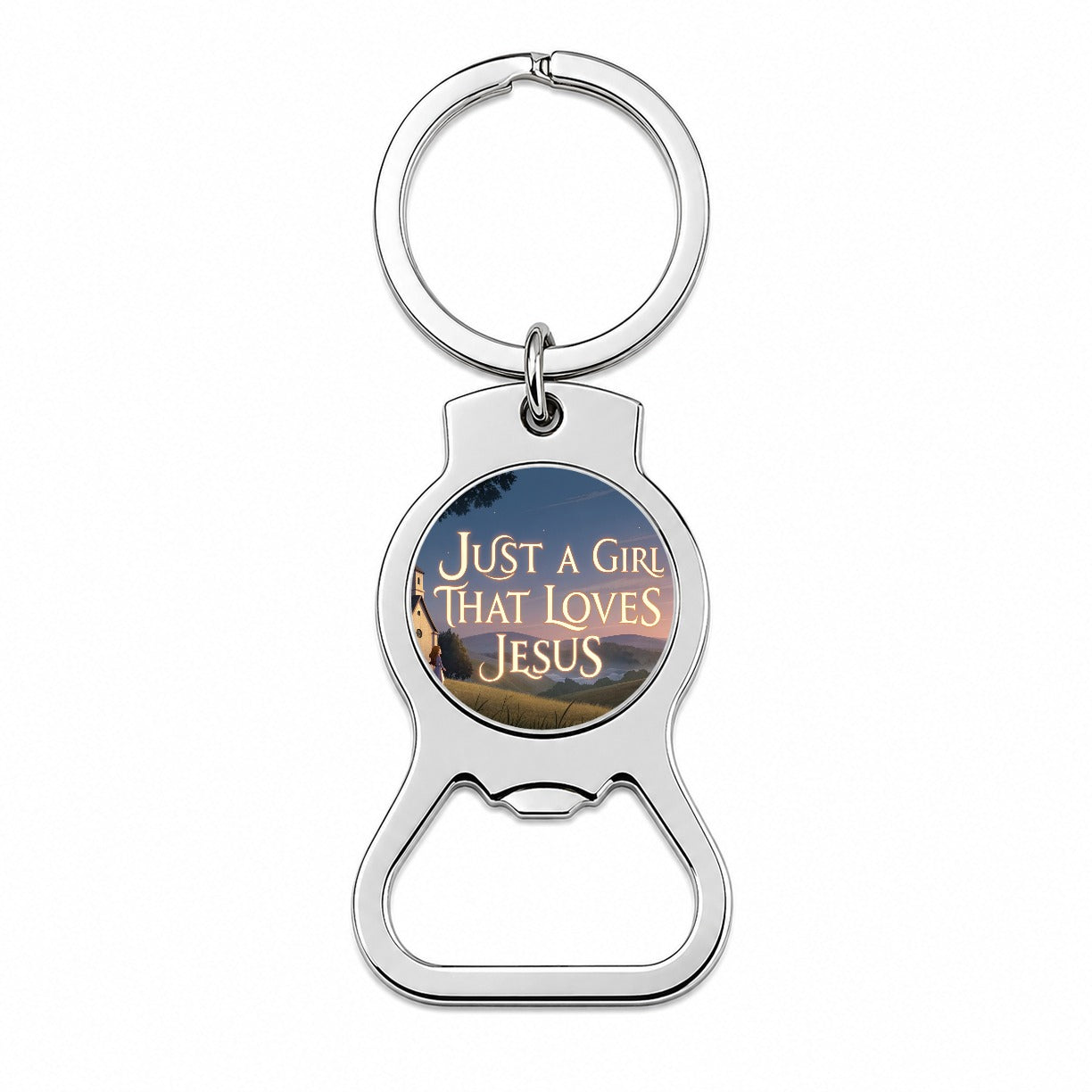 Just A Girl That Loves Jesus Religious Bottle Opener Keychain
