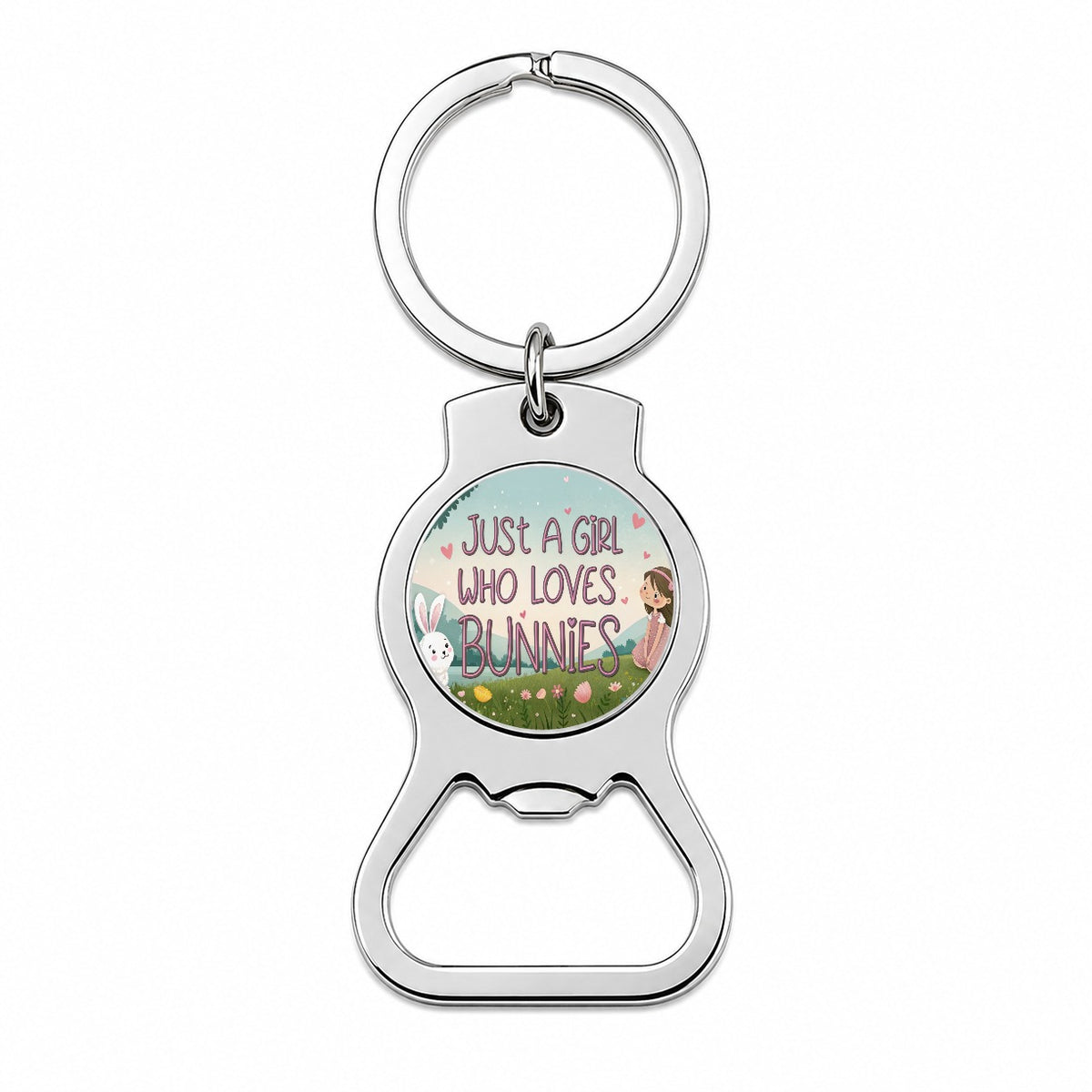 Just A Girl Who Loves Bunnies Rabbits Bottle Opener Keychain