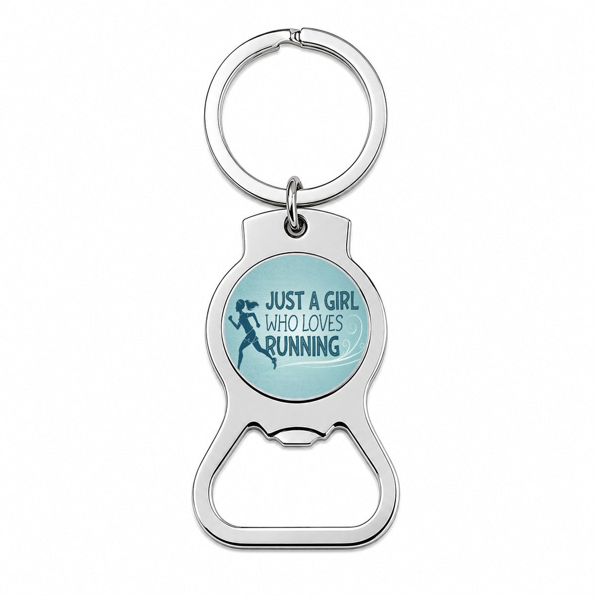 Just A Girl Who Loves Running Bottle Opener Keychain