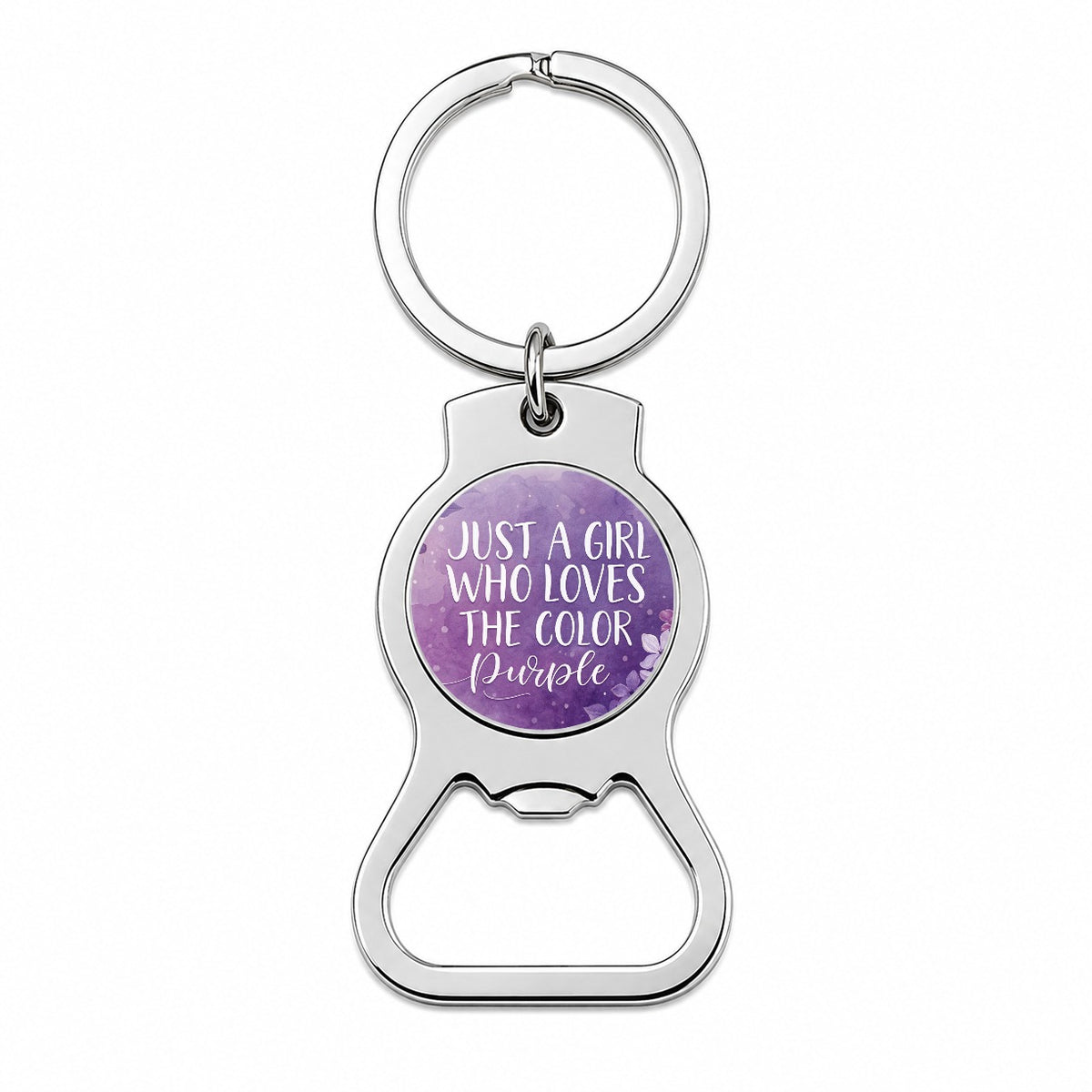 Just A Girl Who Loves The Color Purple Funny Bottle Opener Keychain