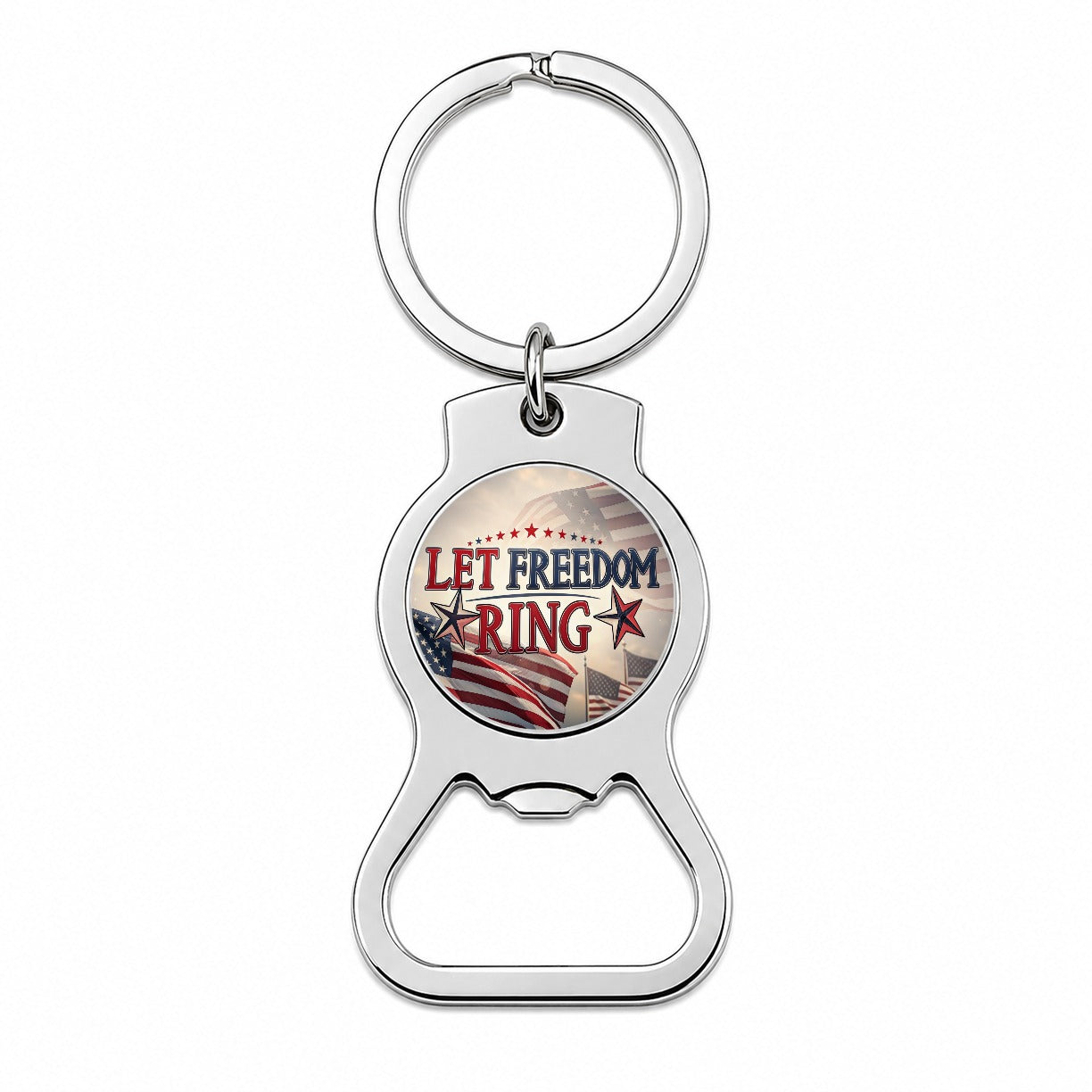 Let Freedom Ring Patriotic American Flag Bottle Opener Keychain