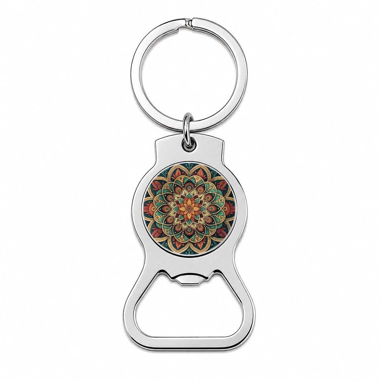 Mandala Colorful Floral Pattern Bottle Opener Keychain