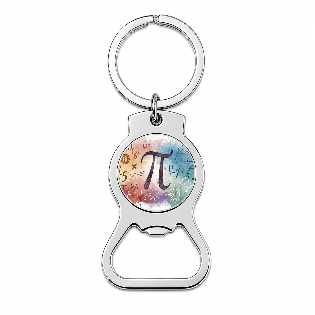 Math Numbers Symbols Pi Artistic Watercolor Bottle Opener Keychain