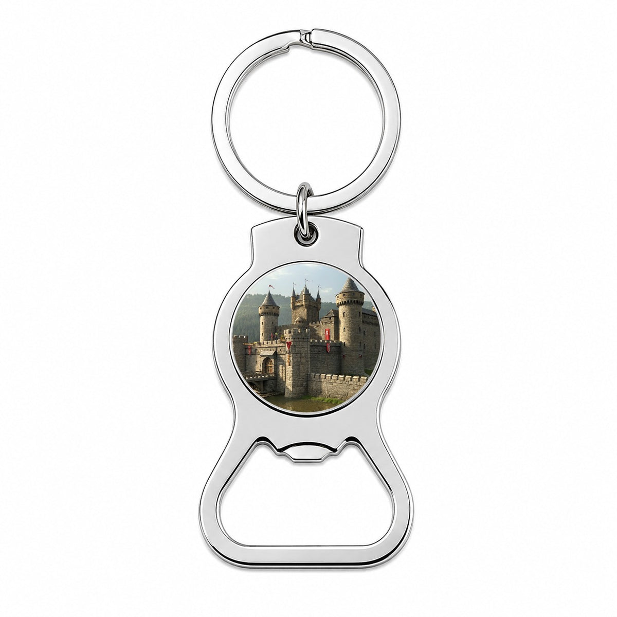 Medieval Castle with Moat Bottle Opener Keychain