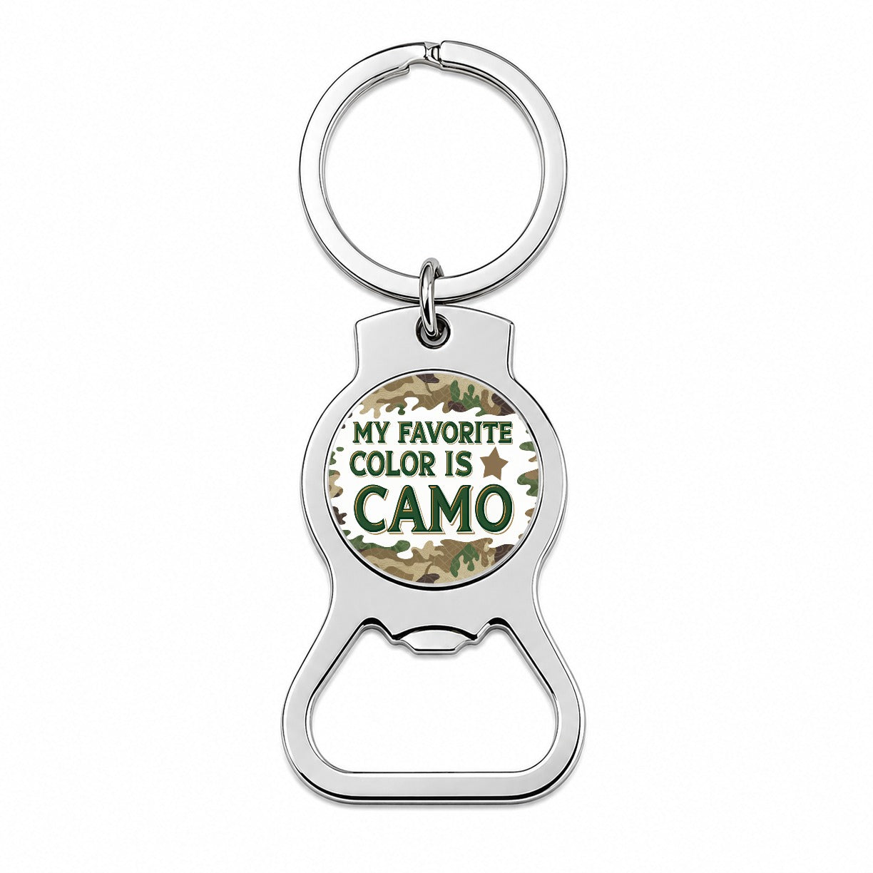 My Favorite Color Is Camo Camouflage Hunting Green Brown Bottle Opener Keychain