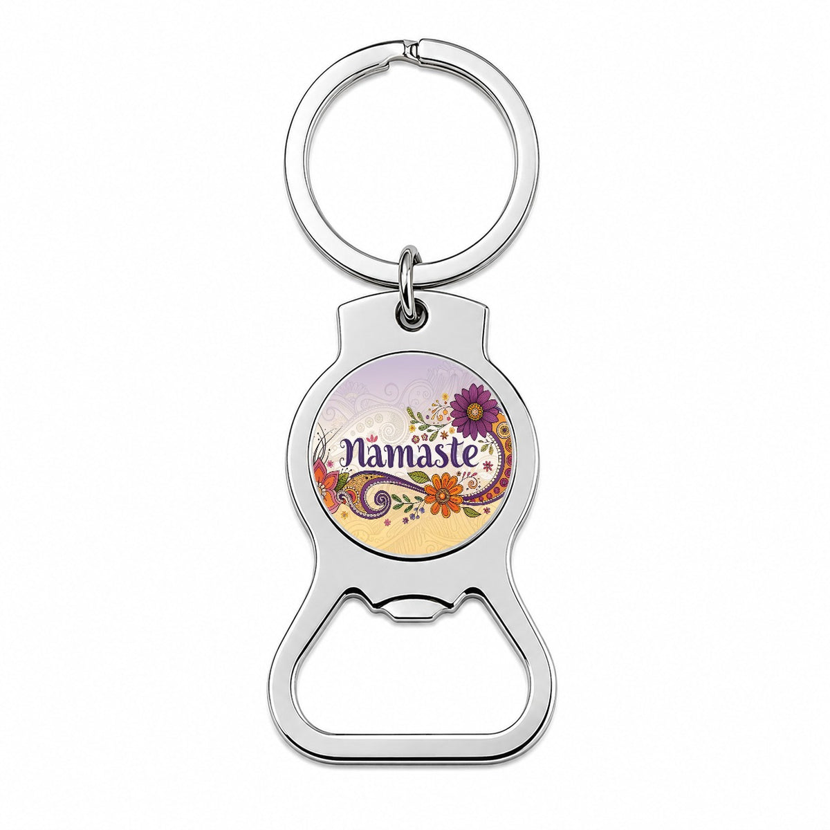 Namaste Flower Fun Retro Bottle Opener Keychain