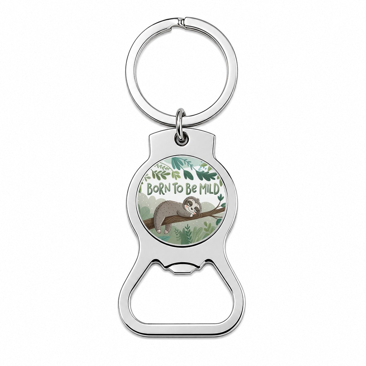 Sloth Sleeping Born To Be Mild Funny Bottle Opener Keychain