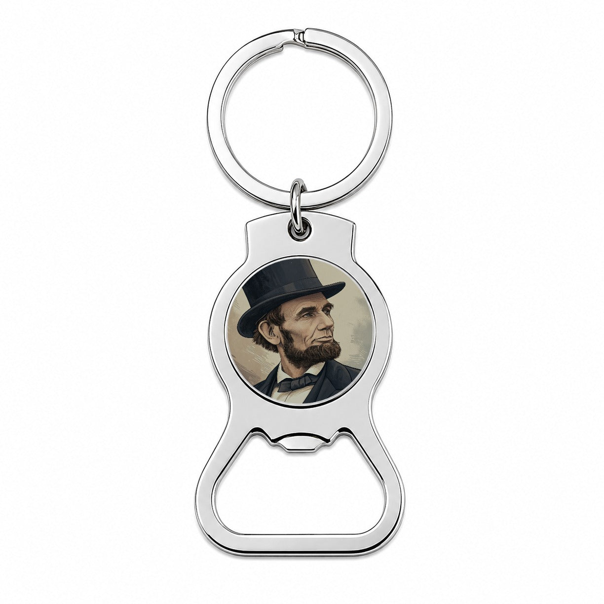 Abraham Lincoln Portrait Bottle Opener Keychain