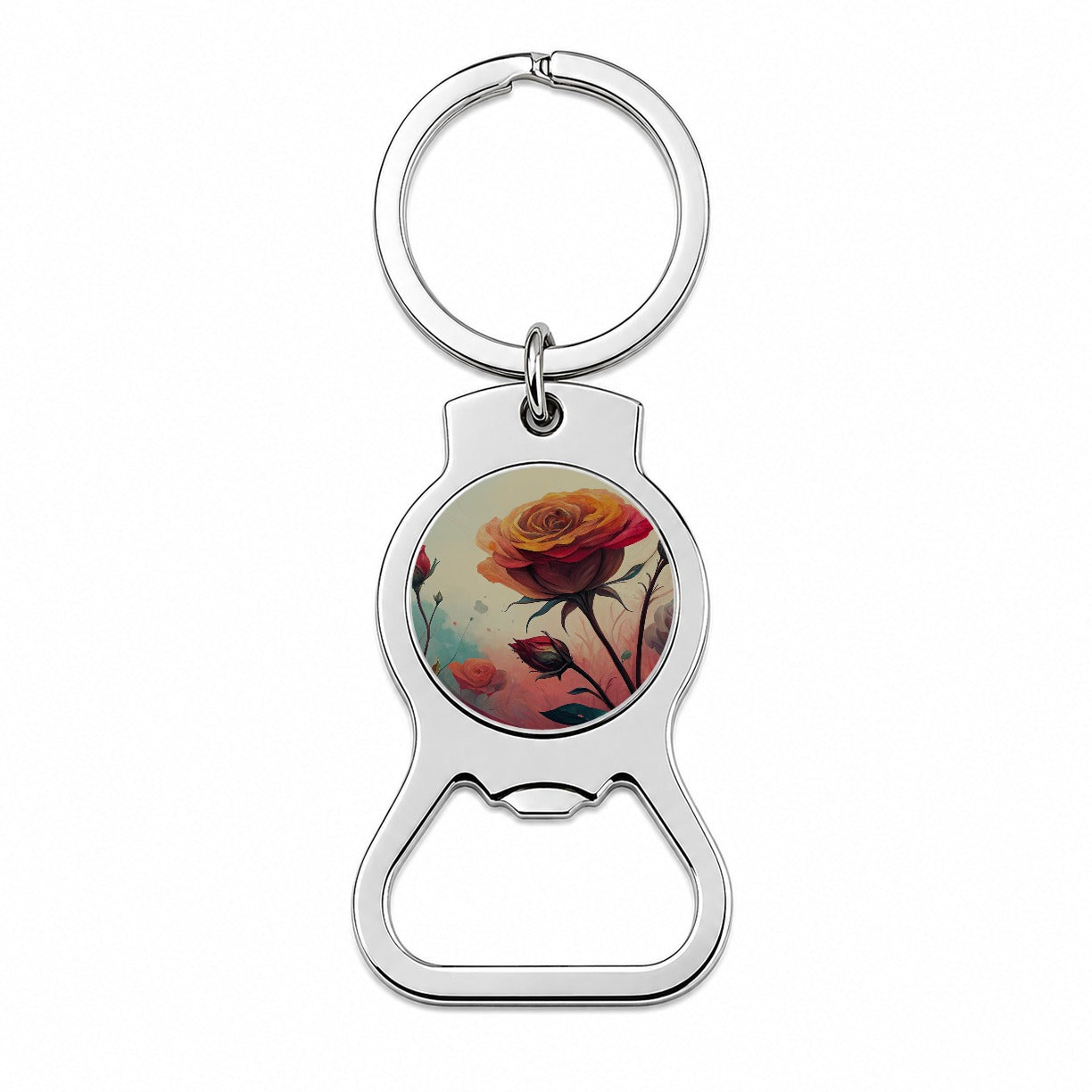 Abstract Roses Flowers Bottle Opener Keychain