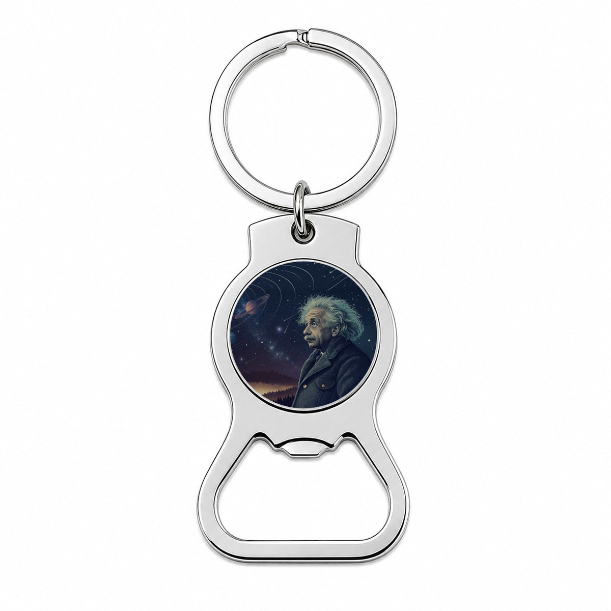 Albert Einstein Genius Space Bottle Opener Keychain