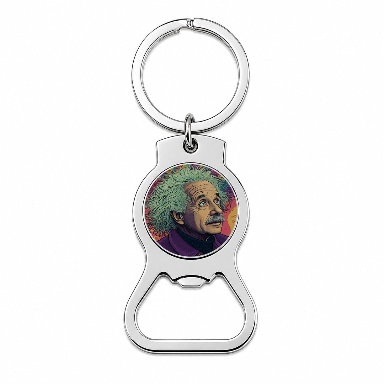 Albert Einstein Psychedelic Bottle Opener Keychain