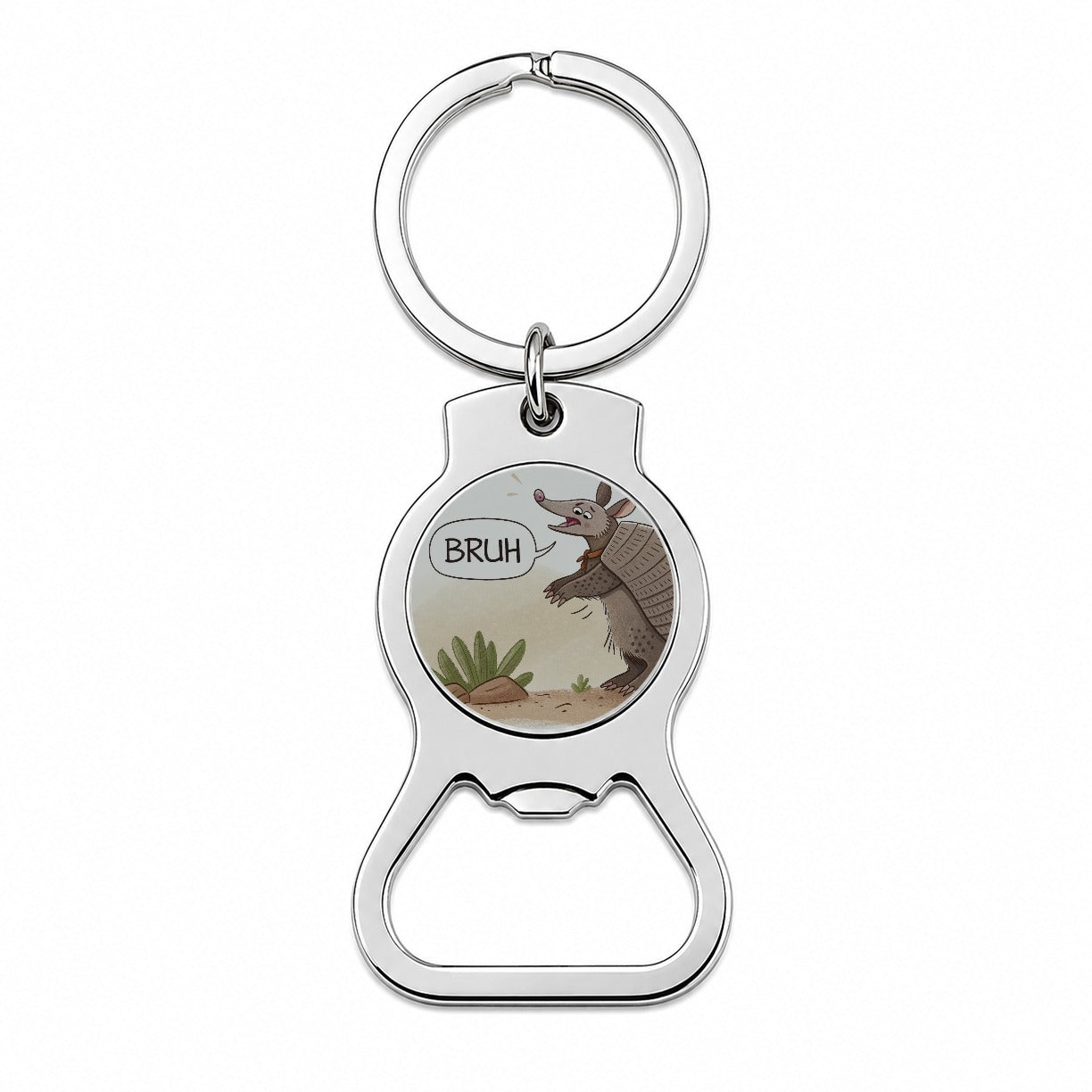Armadillo Bruh Funny Bottle Opener Keychain