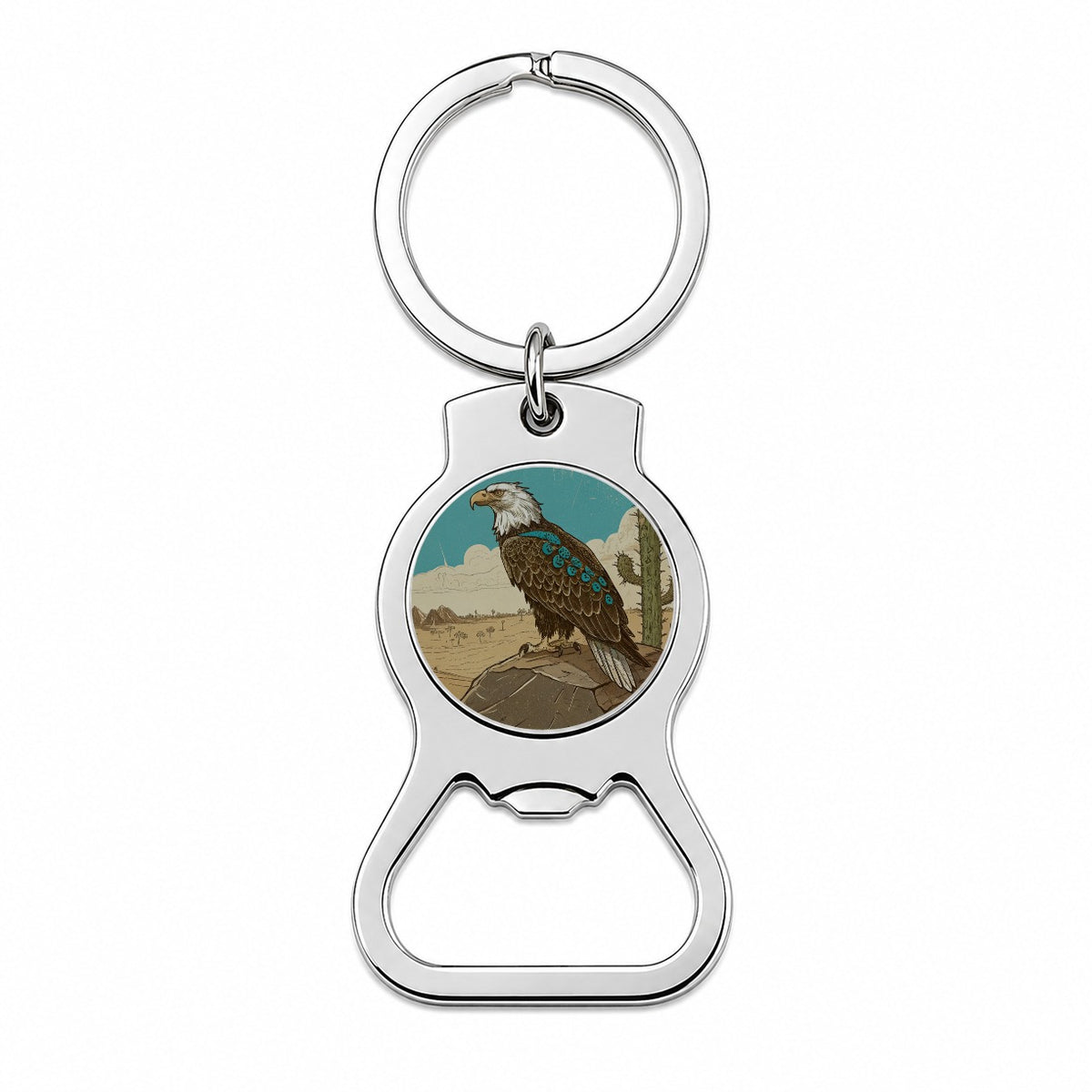 Bald Eagle of the Southwest Desert Bottle Opener Keychain