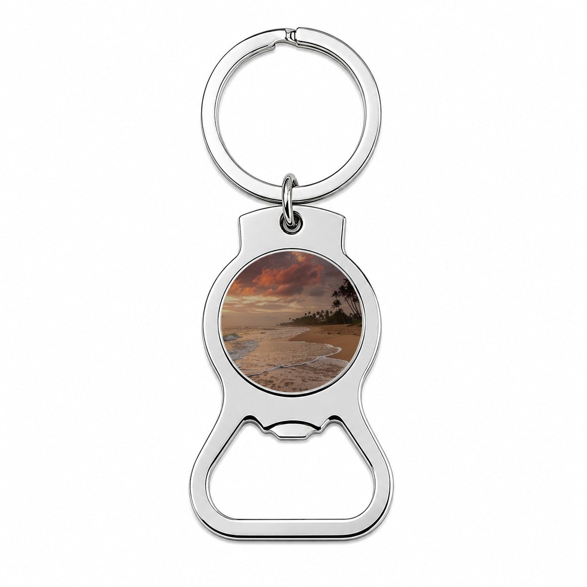 Beach Sunset Tropical Ocean Island Bottle Opener Keychain