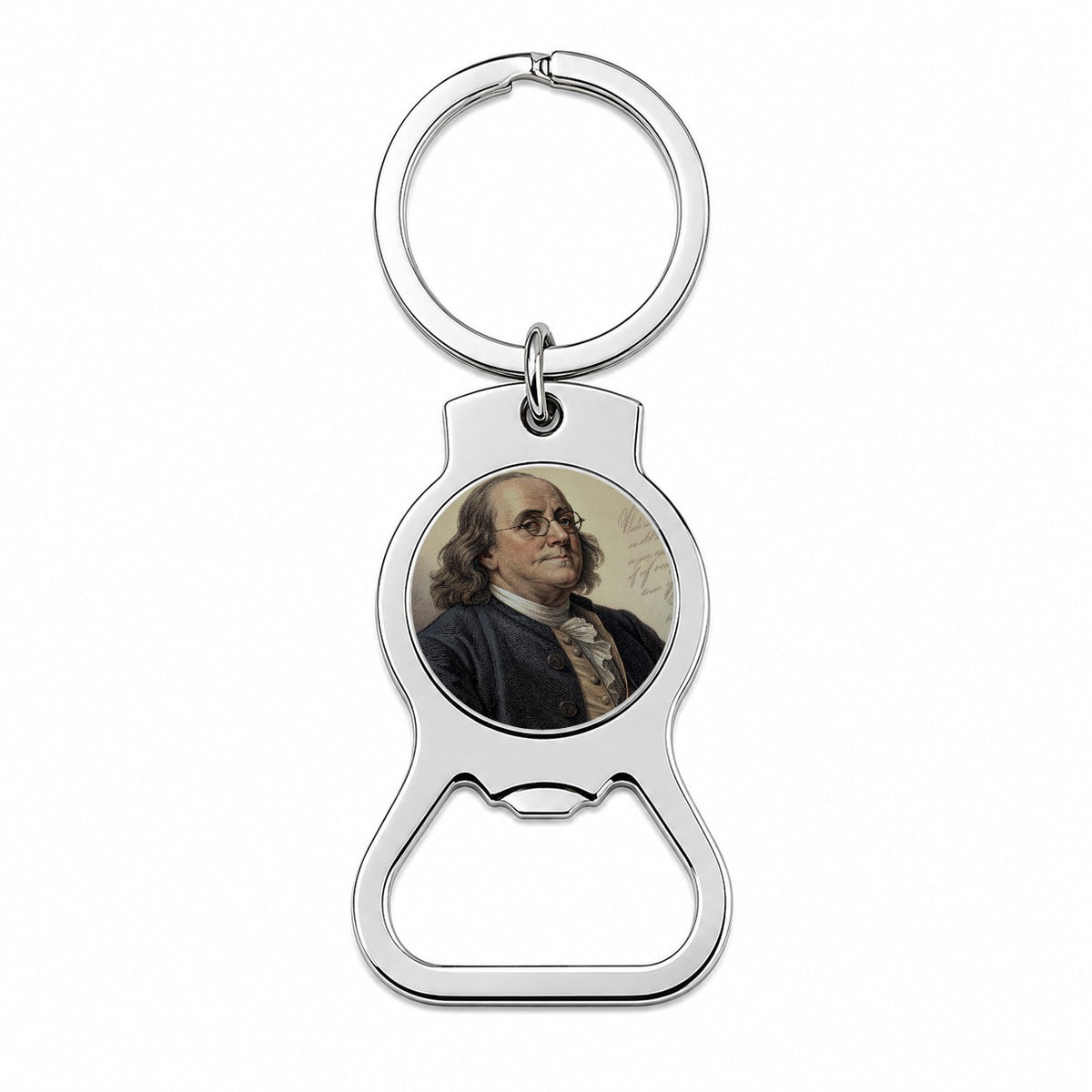 Benjamin Franklin American History Bottle Opener Keychain
