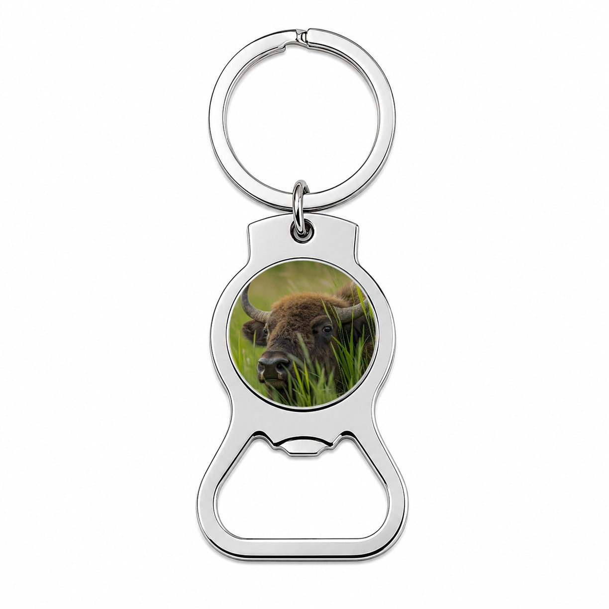 Bison Grassland Wildlife Scene Bottle Opener Keychain