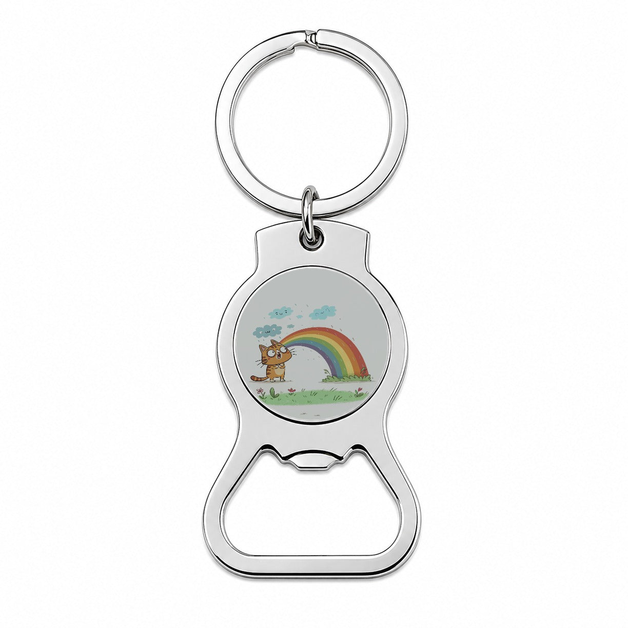 Cat Rainbow Pride Bottle Opener Keychain