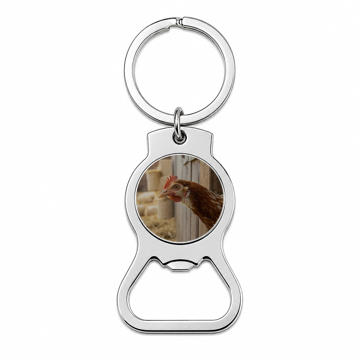 Chicken Barnyard Farm Life Bottle Opener Keychain