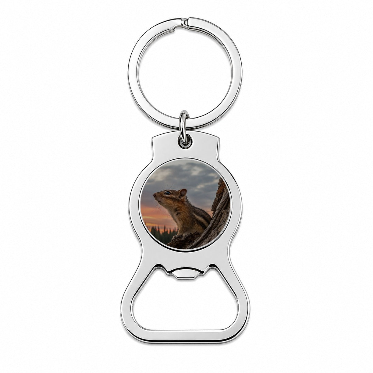 Chipmunk At Sunset Bottle Opener Keychain