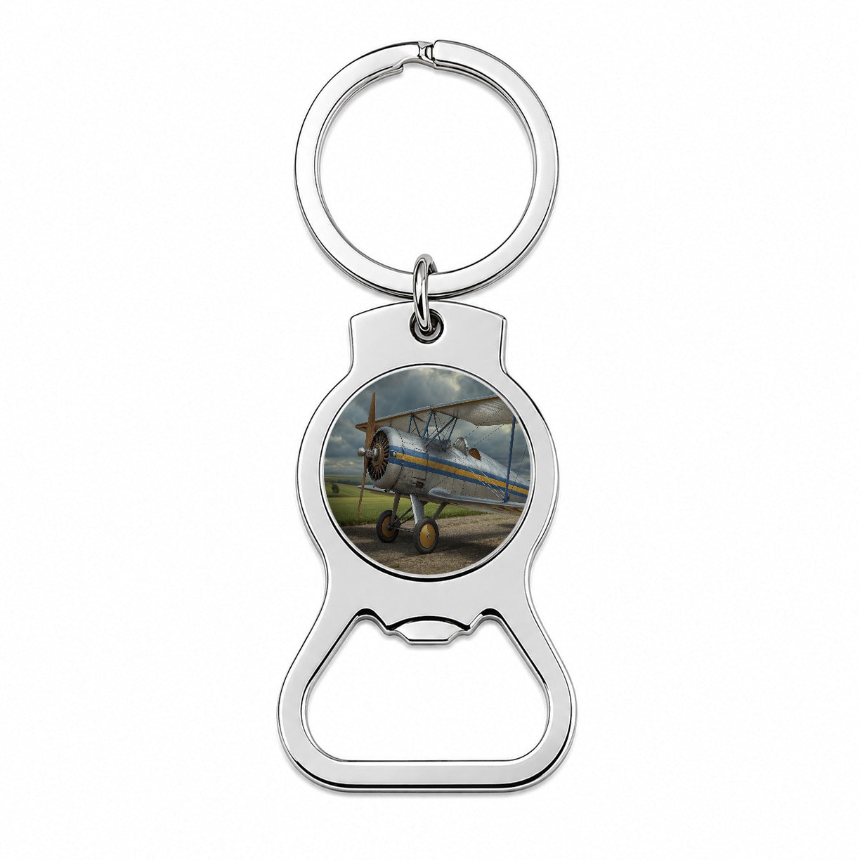 Classic Biplane Vintage Aircraft Bottle Opener Keychain