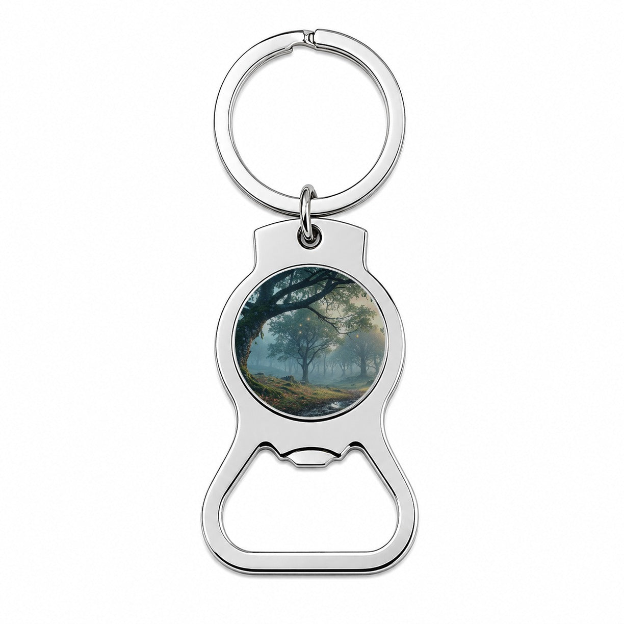 Enchanted Woodland Forest Landscape Bottle Opener Keychain