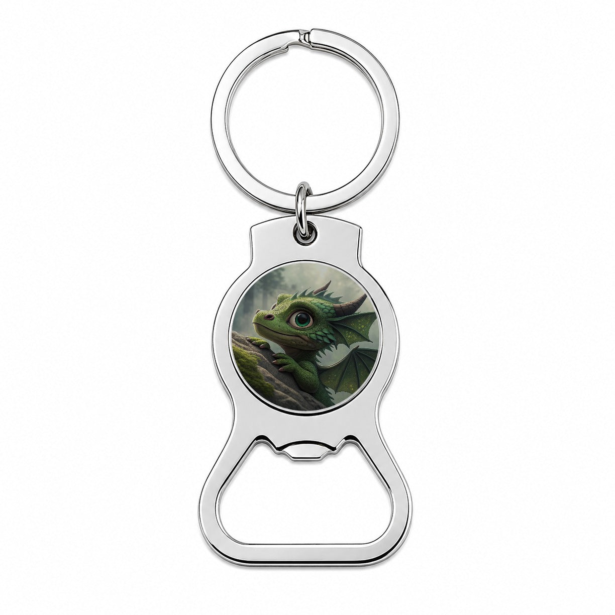 Fantasy Dragon Forest Scene Bottle Opener Keychain