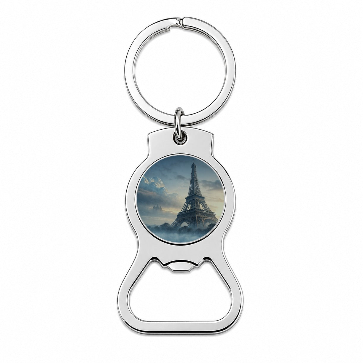 Foggy Eiffel Tower Paris Bottle Opener Keychain