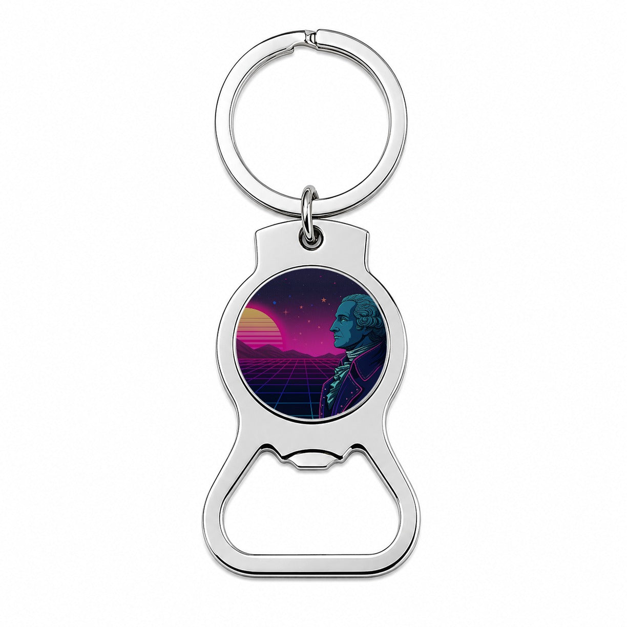 George Washington Cyberpunk Style Bottle Opener Keychain