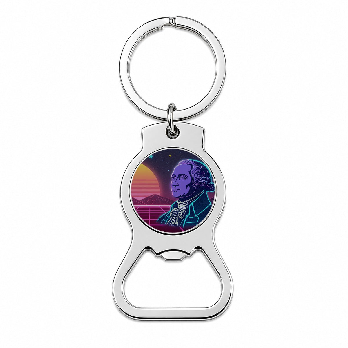 George Washington Synthwave Art Bottle Opener Keychain
