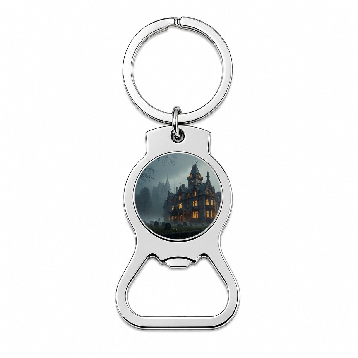 Haunted Victorian Mansion Halloween Bottle Opener Keychain