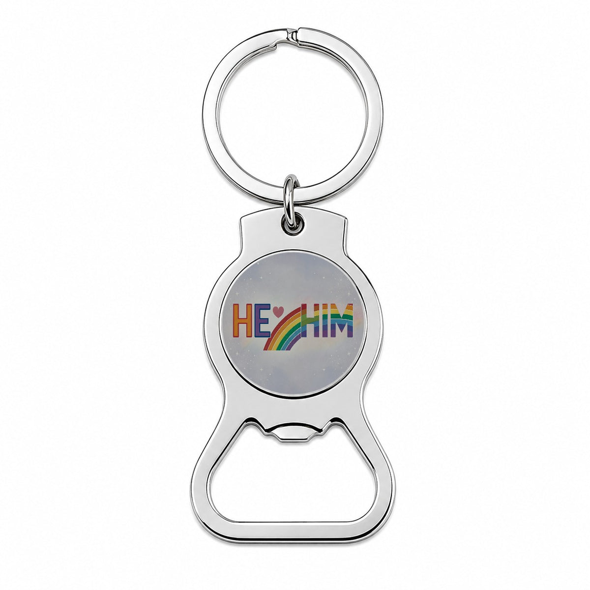 He Him Pride Love Bottle Opener Keychain