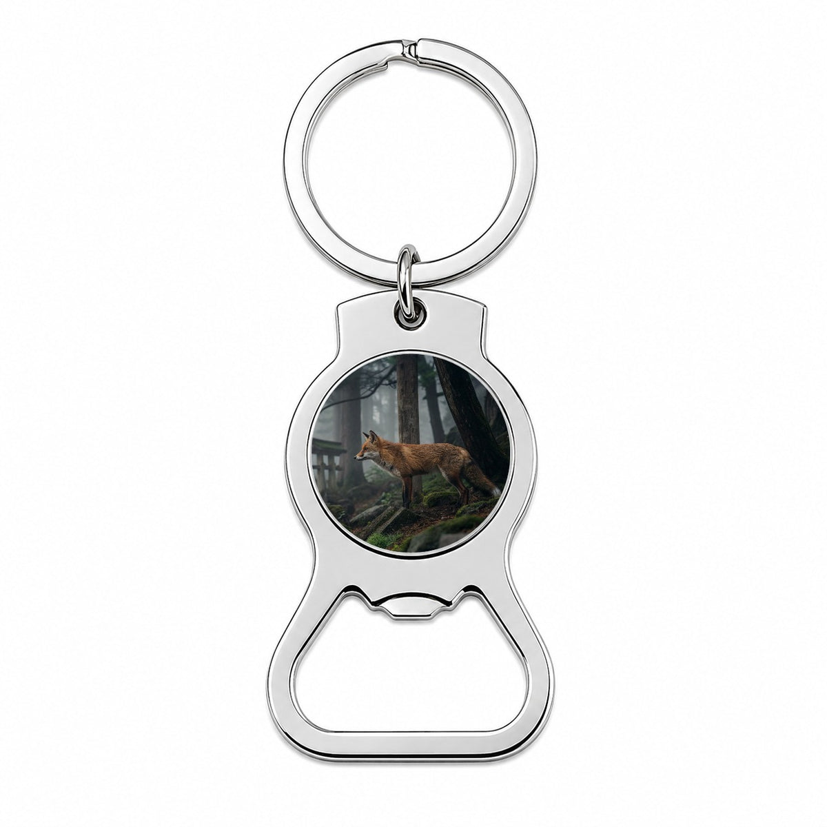 Japanese Fox Woodland Bottle Opener Keychain