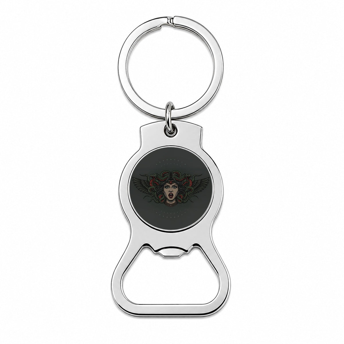 Medusa Gorgon Snake Tattoo Style Bottle Opener Keychain