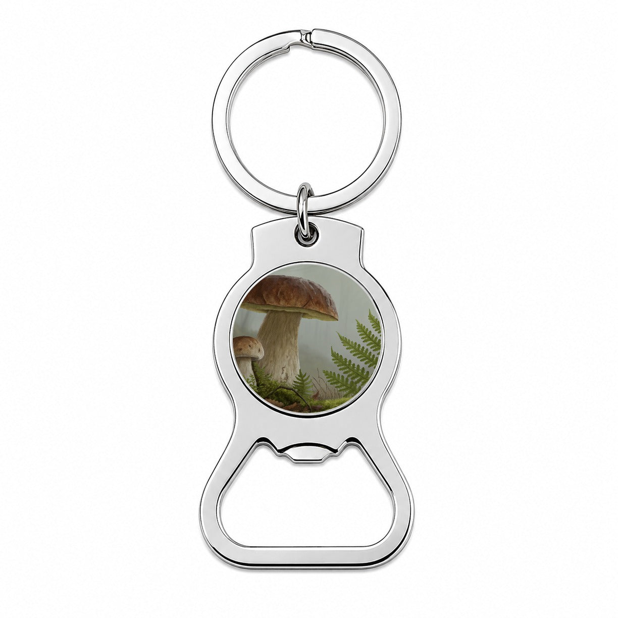 Mushroom Fern Botanical Art Bottle Opener Keychain
