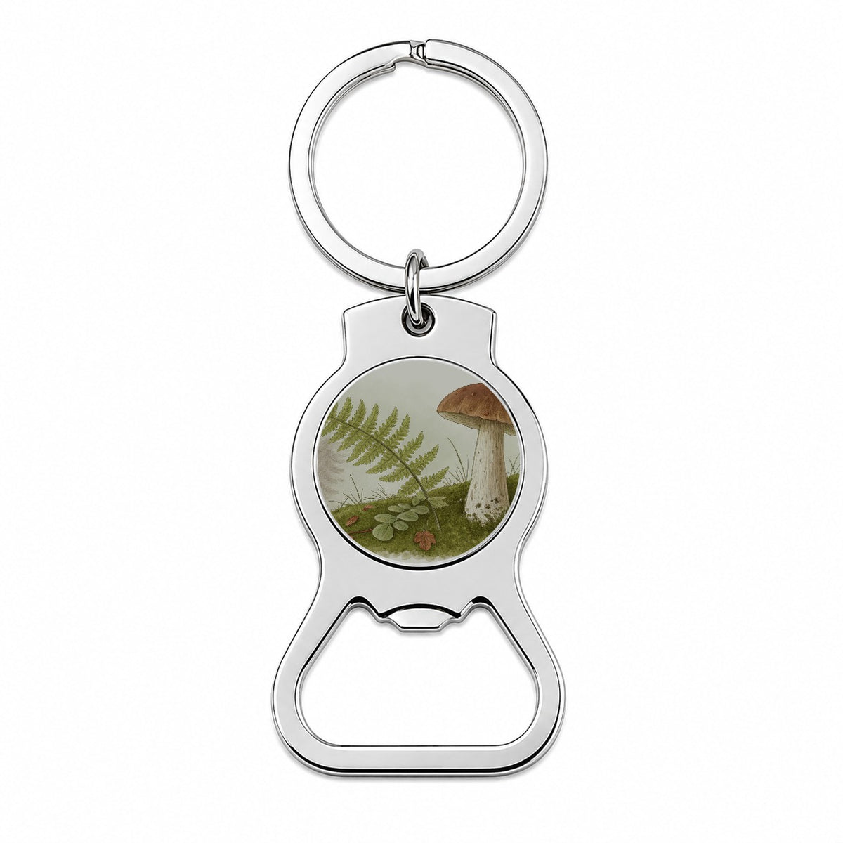 Mushroom Fern Nature Illustration Bottle Opener Keychain