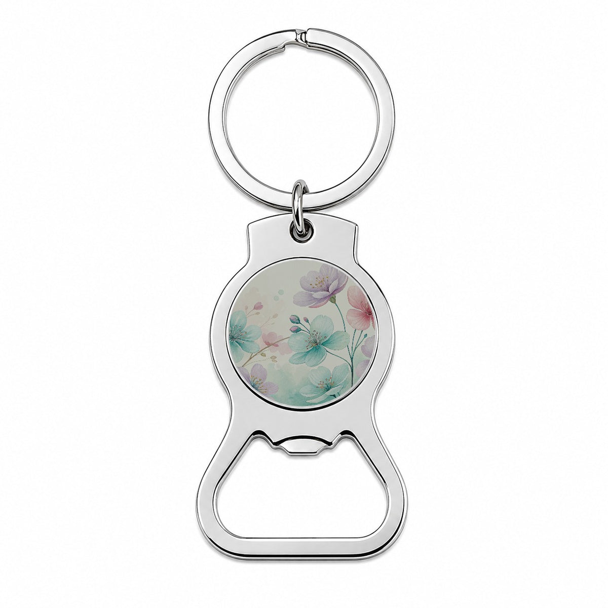 Pastel Flowers Botanical Art Bottle Opener Keychain