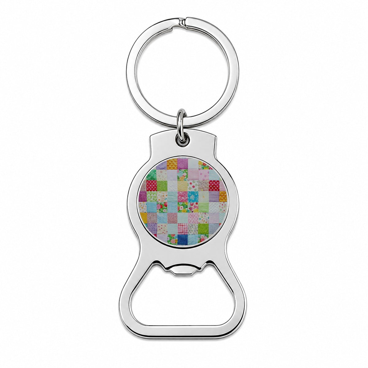 Patchwork Quilt Colorful Bottle Opener Keychain