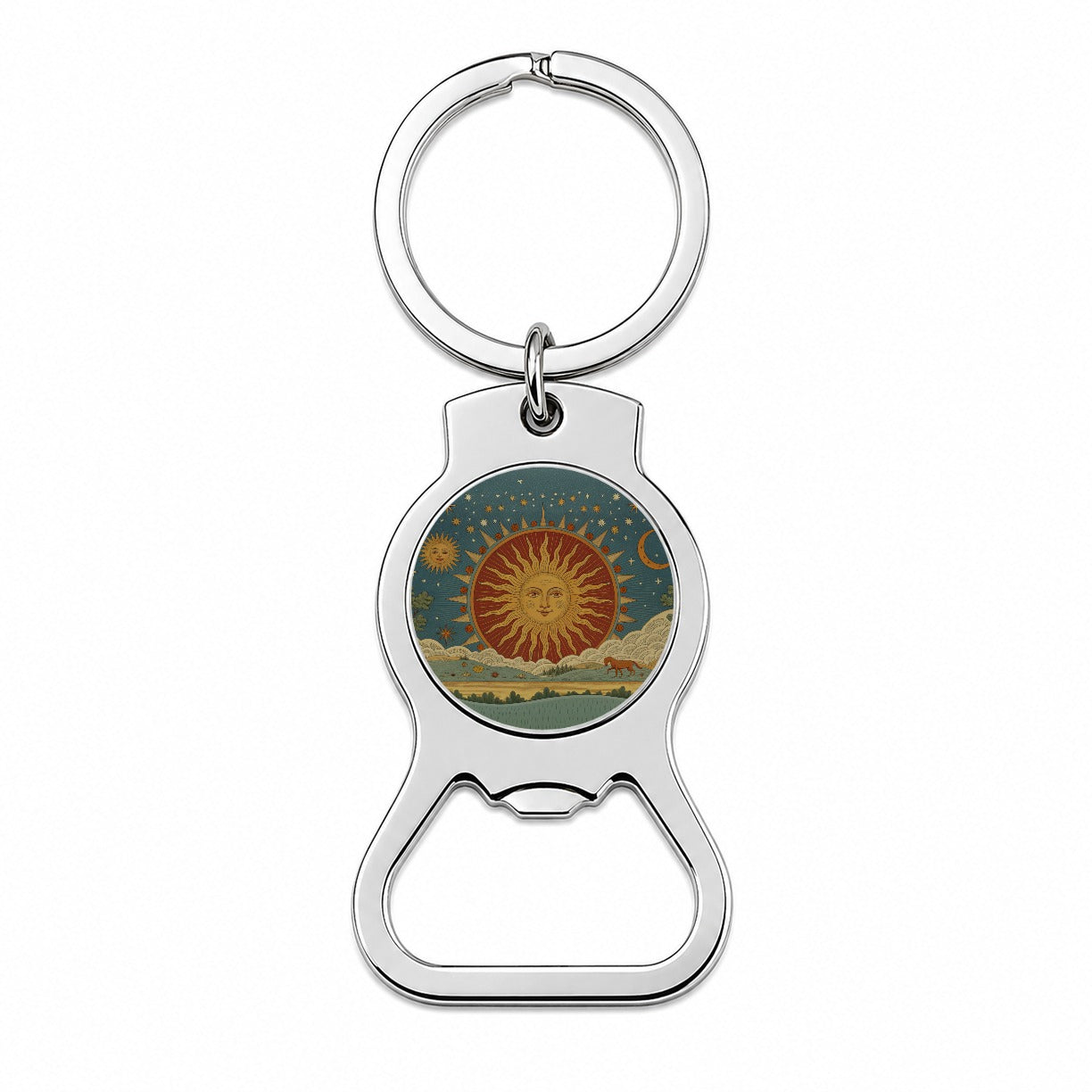 Radiant Sun Tarot Design Bottle Opener Keychain