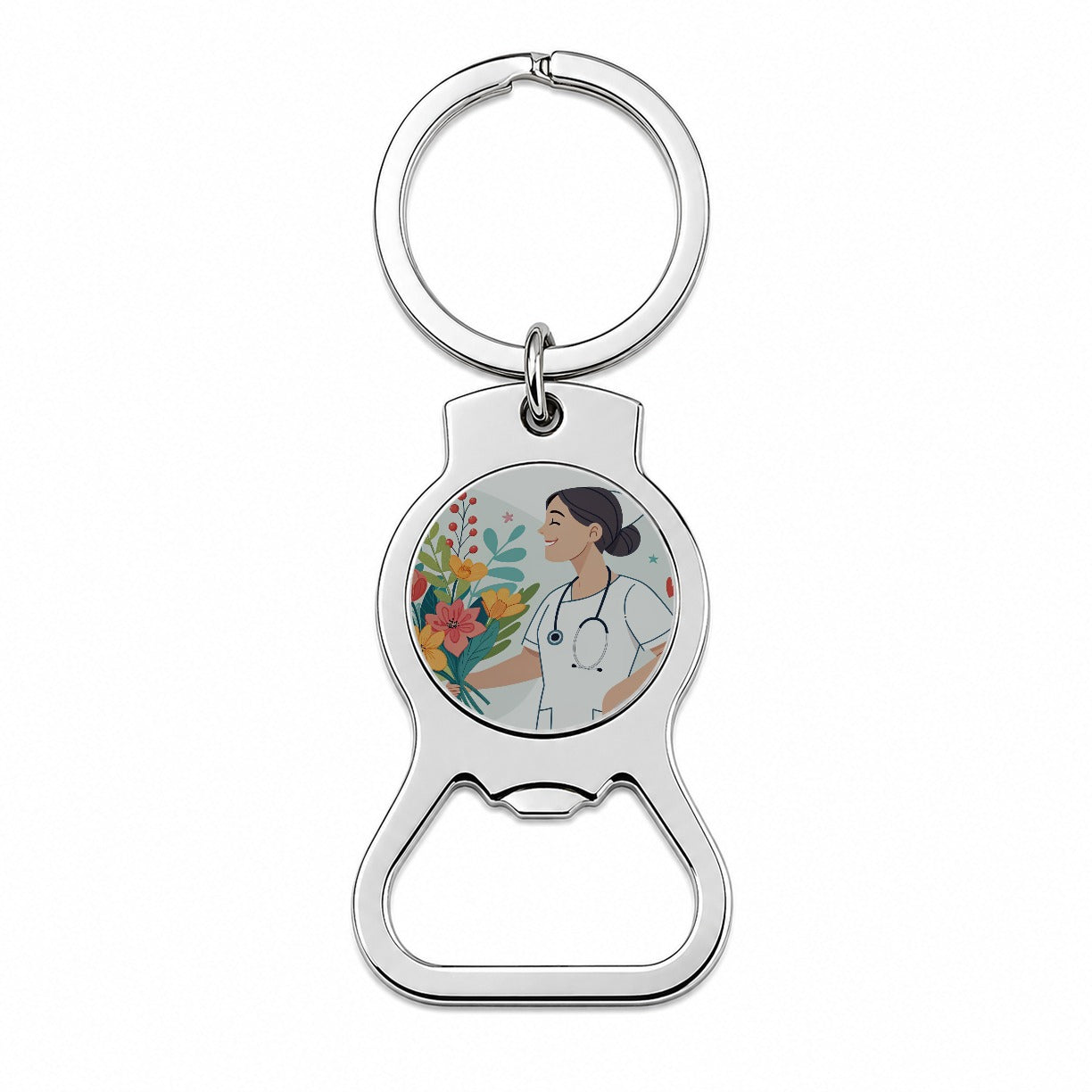 RN LVN Nurse Nursing Flowers Bottle Opener Keychain
