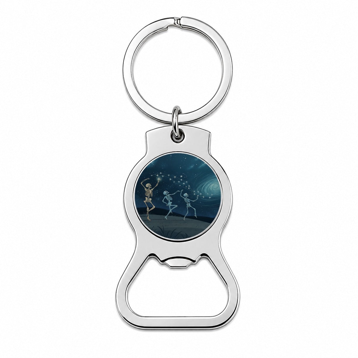 Skeleton Moon Dance Halloween Bottle Opener Keychain