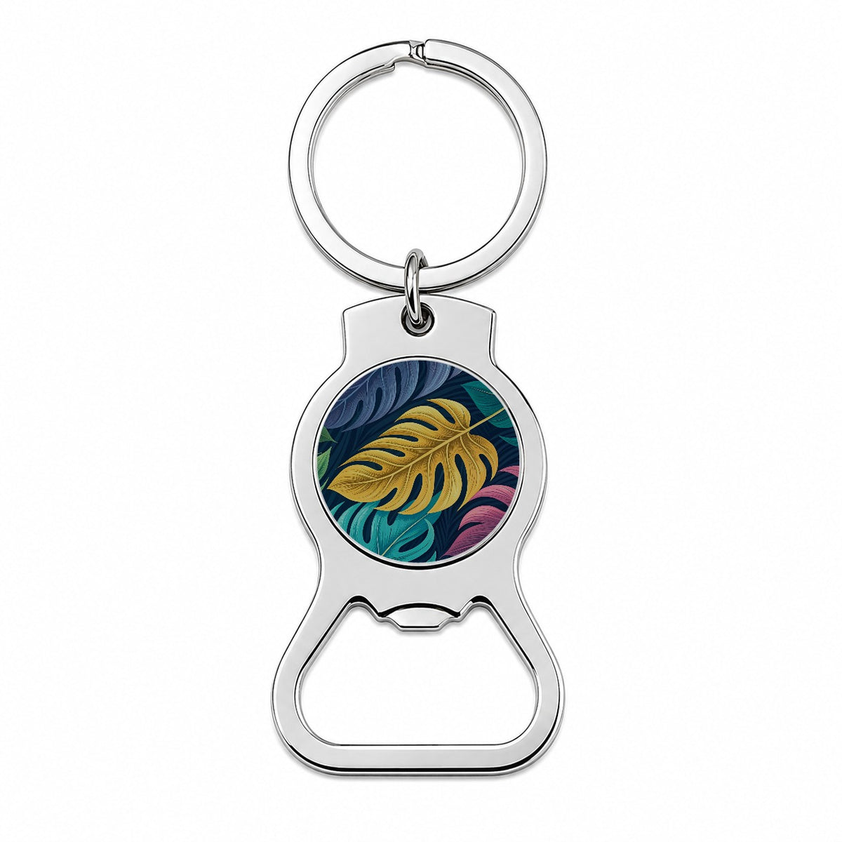 Tropical Leaves Colorful Bottle Opener Keychain