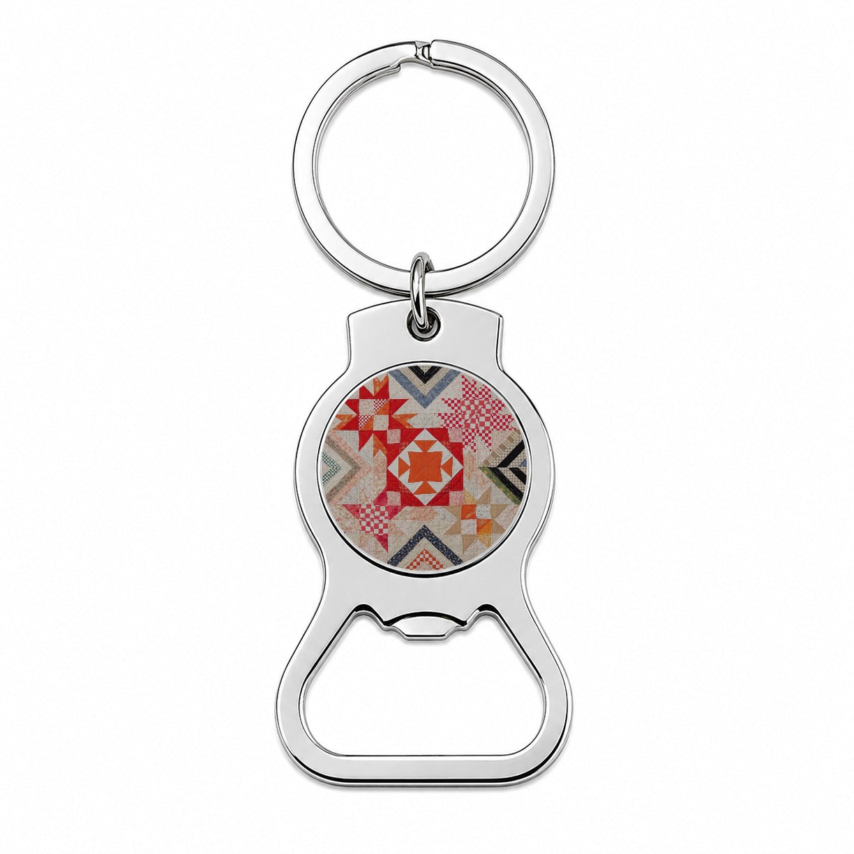 Vintage Patchwork Quilt Bottle Opener Keychain