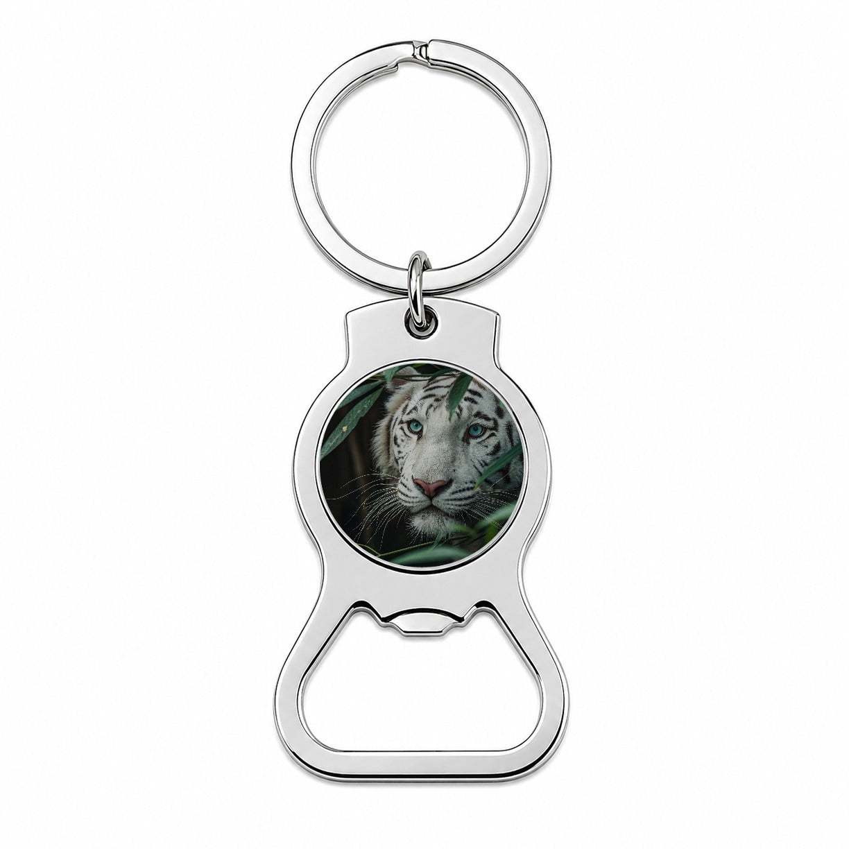 White Tiger Jungle Watch Bottle Opener Keychain