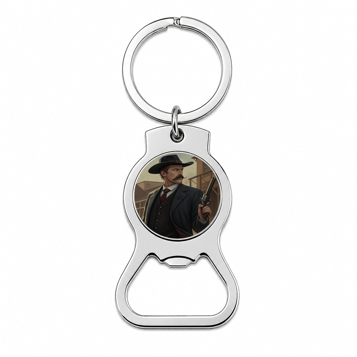 Wyatt Earp Frontier Gunslinger Bottle Opener Keychain