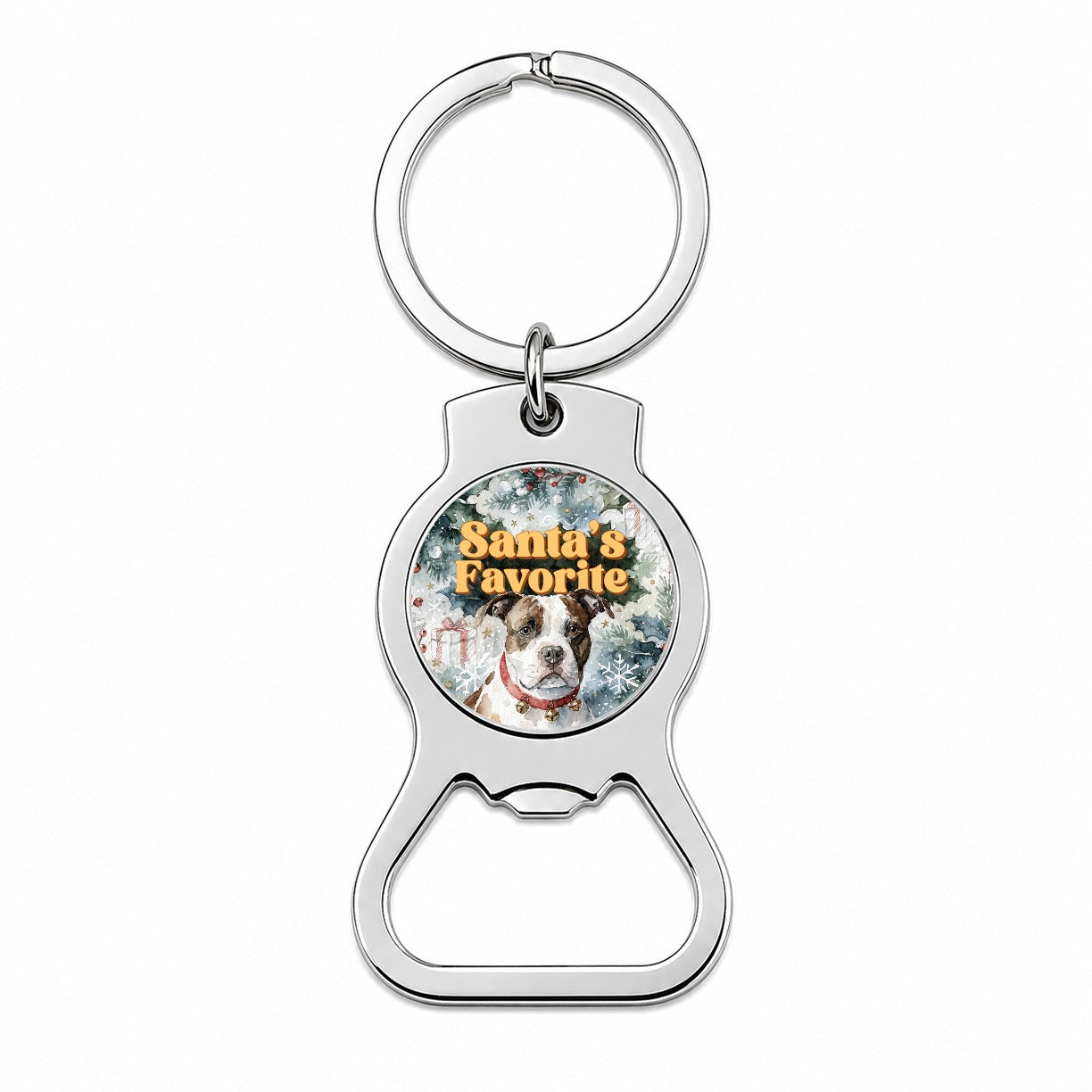 American Staffordshire Terrier Christmas Santa's Favorite Bottle Opener Keychain