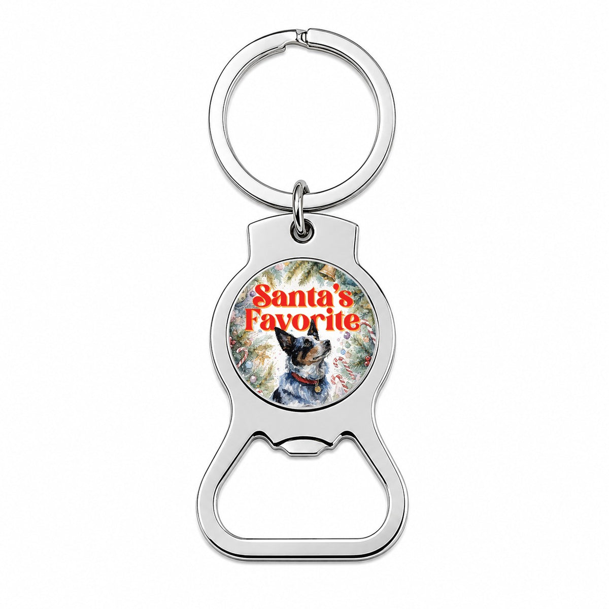 Australian Cattle Dog Christmas Santa's Favorite Bottle Opener Keychain