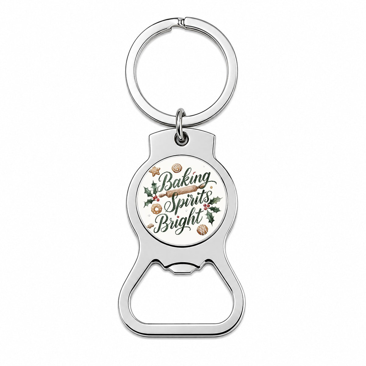 Baking Spirits Bright Christmas Bottle Opener Keychain