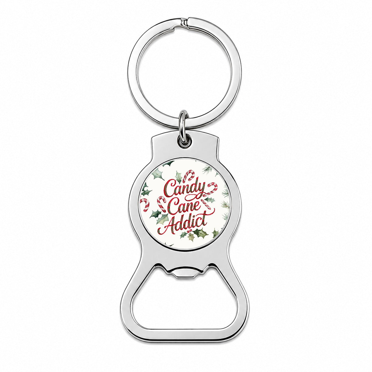 Candy Cane Addict Christmas Funny Bottle Opener Keychain